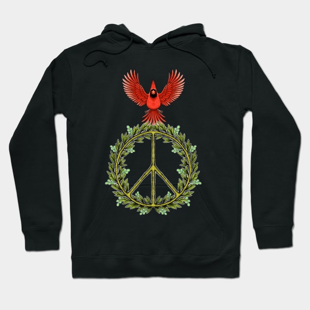 Red Cardinal bird peace symbol Hoodie by Artardishop